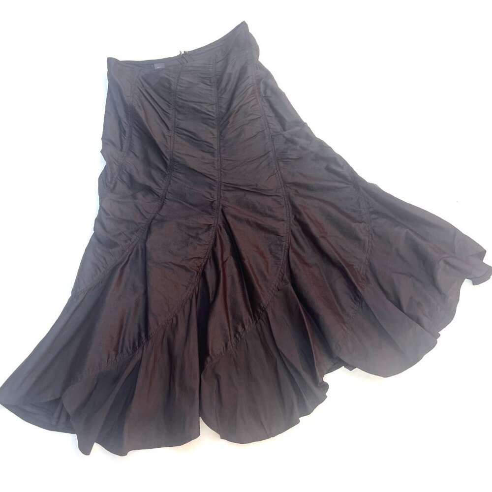 Areli Collection Bias cut Dupioni Silk Maxi Black Skirt 6 $350 - Picture 10 of 11